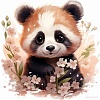 Рыжий кот Малыши-животные Панда в цветах Х-0637