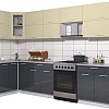 Угловая кухня Интерлиния Мила Gloss 60-12x31 (ваниль/асфальт глянец)