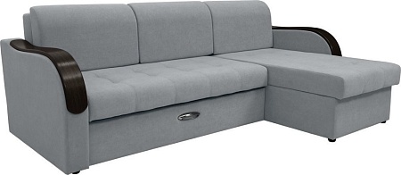 Диван Сириус Лидер-1 c оттоманкой НПБ 260x165 (Eva 09 велюр светло-серый)