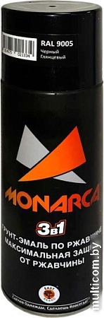 Грунт-эмаль Monarca По ржавчине 3 в 1 RAL 9005 0.52 л (черный глянцевый)