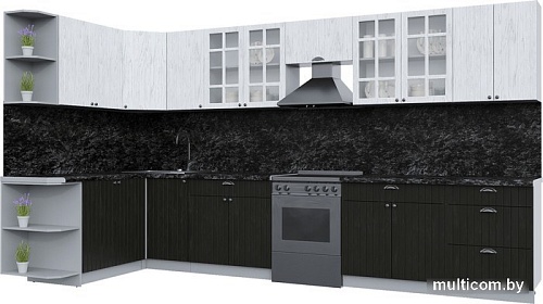 Готовая кухня Интерлиния Берес 1.5x3.7 правая (дуб английский/дуб полярный/кастилло темный)