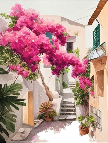 Картина по номерам Рыжий кот Цветущие улочки Испании Х-3854