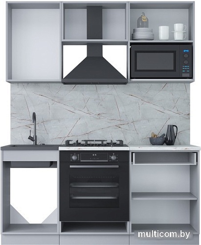 Готовая кухня Интерлиния Мила Лайт 1.7 ВТ (бетон лайт/дуб золотой/опал светлый)