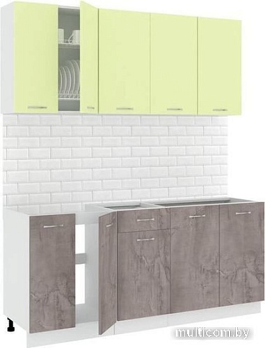 Готовая кухня Кортекс-мебель Корнелия Лира-лайт 1.8м без столешницы (салатовый/оникс)