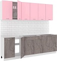 Готовая кухня Кортекс-мебель Корнелия Лира-лайт 2.4м без столешницы (розовый/оникс)