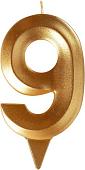 Свеча для торта Мультидом Грань Цифра 9 МС5-19 (золото)