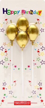 Набор свечей для торта Miland Золотые шары С-2464 (4 шт)