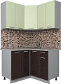 Угловая кухня Интерлиния Мила Лайт 1.2x1.2 (салатовый/дуб венге)