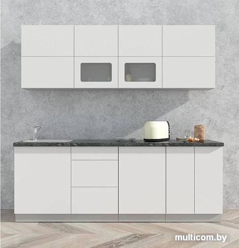 Кухня Интерлиния Мила Матте 2.2 А (белый/белый/кастилло темный)