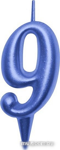 Свеча для торта Мультидом Овал Цифра 9 МС5-49 (синий)