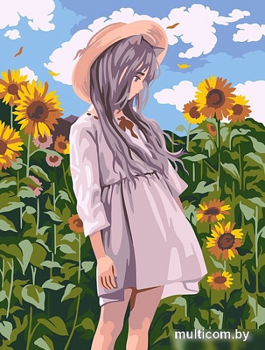 Картина по номерам ФРЕЯ Аниме-девочка в подсолнухах PNB/PM-110