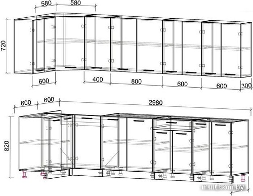 Интерлиния Мила Лайт 1.2x3.0 без столешницы (белый платинум/бетон)