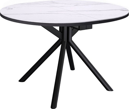 Кухонный стол Kenner DO1200 опоры круглые (черный/керамика мрамор белый)