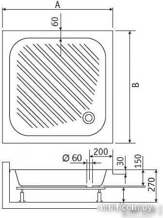 Душевой поддон RGW B/CL-S 16180188-51 80x80