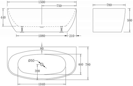 Ванна BelBagno BB83 150х78