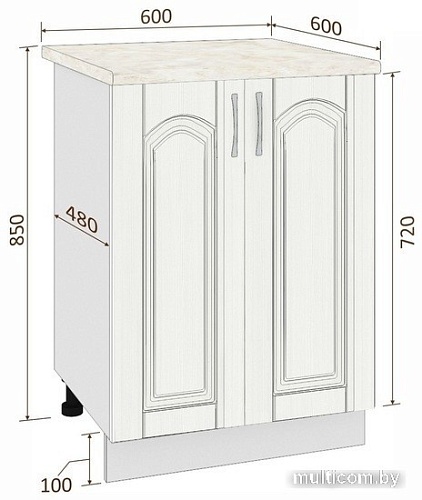 Шкаф напольный Кортекс-мебель Корнелия Ретро НШ60р (венге-королевский опал)