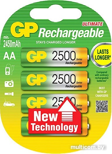 Аккумуляторы GP AA 2500mAh 4 шт. (250AAHC)