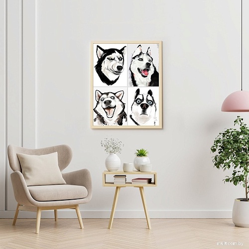 Картина по номерам Молли Мемчики. Хаски-шутник 40x50 HR0675