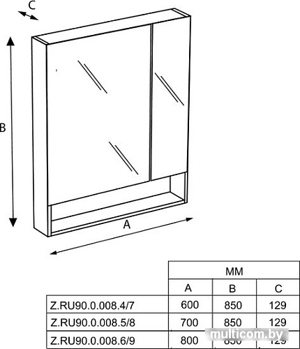 Roca The Gap Зеркальный шкаф фиолетовый 80 (ZRU9302753)