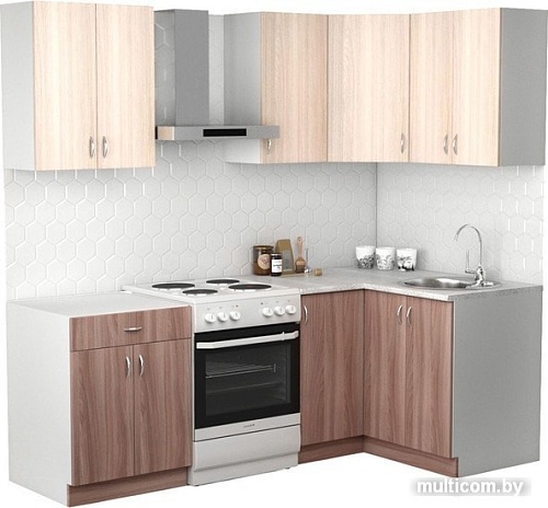 Готовая кухня S-Company Клео лайт 1.2x1.6 правая (ясень шимо темный/ясень шимо светлый)