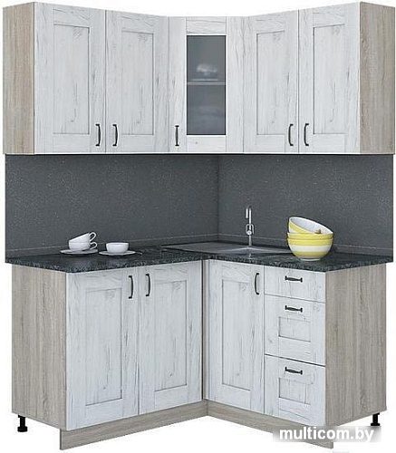 Угловая кухня Интерлиния Мила Хольц 14x14 (дуб белый)