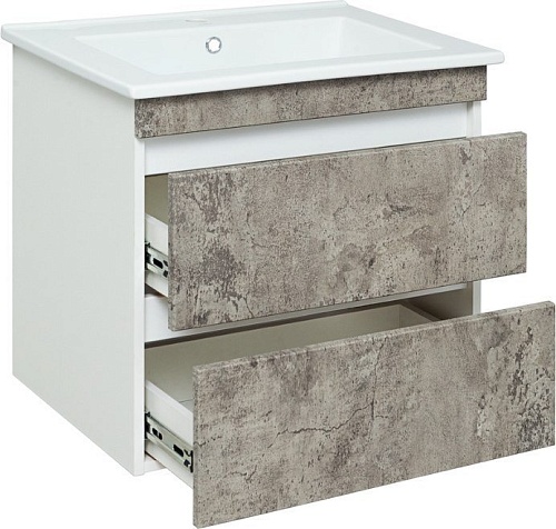 Runo Тумба с умывальником Runo Манхэттен 75 + Оскар 75 (подвесная, серый бетон)