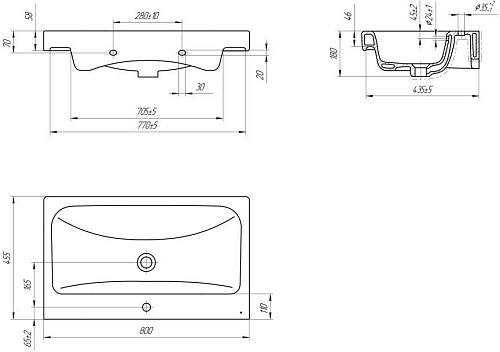 Умывальник Cersanit Moduo 80 S-UM-MOD80/1 + 63030