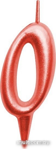 Свеча для торта Мультидом Овал Цифра 0 МС5-30 (красный)