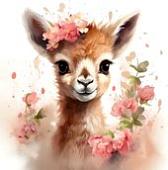 Рыжий кот Малыши-животные Олененок в цветах Х-0638