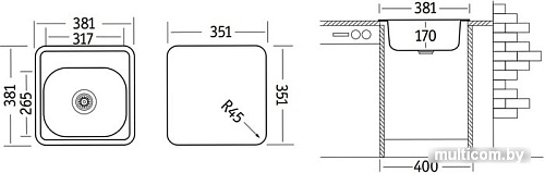 Кухонная мойка Ukinox Комфорт COM381.381-GT6K C