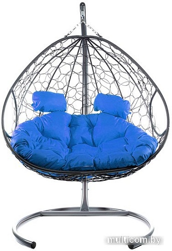 Подвесное кресло M-Group Для двоих 11450310 (серый ротанг/синяя подушка)