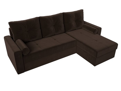 Угловой диван Mio Tesoro Верона лайт правый (микровельвет, коричневый)