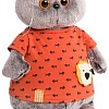 Мягкая игрушка Basik &amp; Co Басик в оранжевой футболке в рыбки с львенком (25 см)