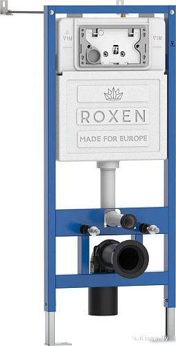 Унитаз подвесной Roxen Antares в комплекте с инсталляцией StounFix Dual Fresh 6 в 1 968050 (кнопка: брашированное золото)