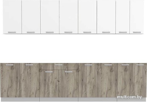 Интерлиния Мила Лайт 3.0 без столешницы (белый платинум/дуб серый)