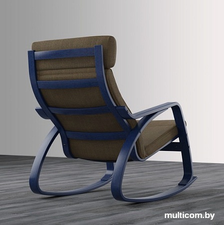 Кресло-качалка Ikea Поэнг (коричневый/хилларед темно-синий) 192.515.45