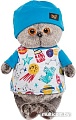 Классическая игрушка Basik & Co Басик в футболке космос и в шапочке (25 см)
