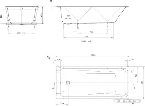 Ванна Jacob Delafon Odeon Up 180x80 [E6048RU-00]