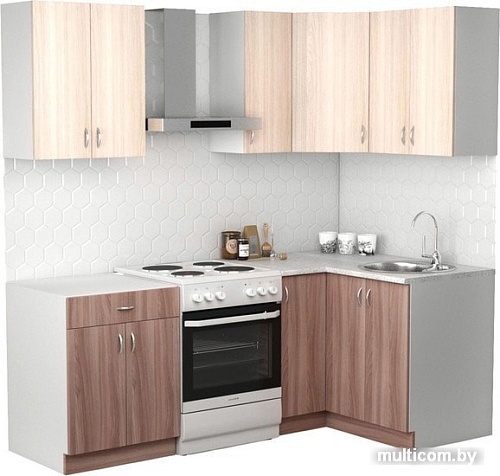 Готовая кухня S-Company Клео лайт 1.2x1.5 правая (ясень шимо темный/ясень шимо светлый)