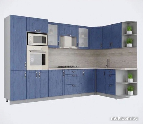 Готовая кухня Интерлиния Мила Крафт 1.68x3.2 правая (дуб лазурный)