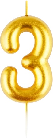 Свеча для торта Meshu Цифра 3 MS_59938 (золото)