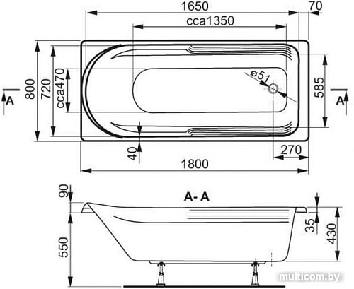 Ванна VagnerPlast Hera 180x80