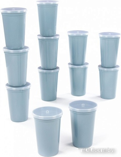 Набор стаканов для воды и напитков Полесье 74055 (12 шт, серо-голубой)