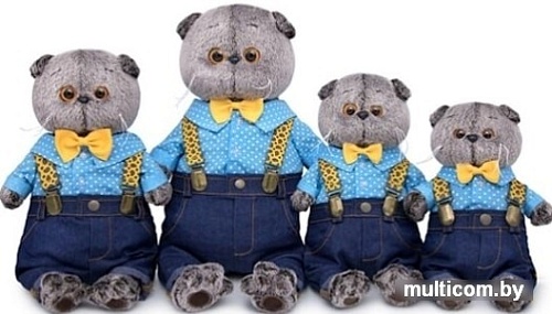 Мягкая игрушка Basik & Co Басик в джинсах с подтяжками (22 см)