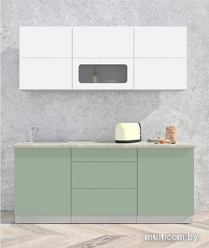Кухня Интерлиния Мила Матте 1.9 А (белый/мята/опал светлый)