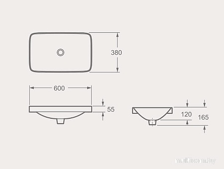 Умывальник Maxonor Pure Life Futuro PL-SK406C3-18 (6038) накладной (белый глянец)