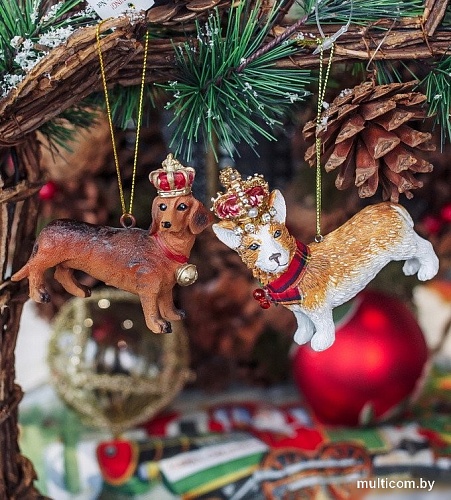 Елочная игрушка Gisela Graham Limited London Christmas. Корги в короне 12763