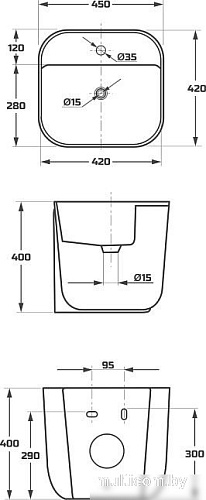 Умывальник Maxonor Pure Life Pasion PL-SK705345-18 подвесной (белый глянец)