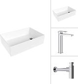 Умывальник Lauter 21518-1 + Cascade 21СК0655C с сифоном 21635CH (хром)