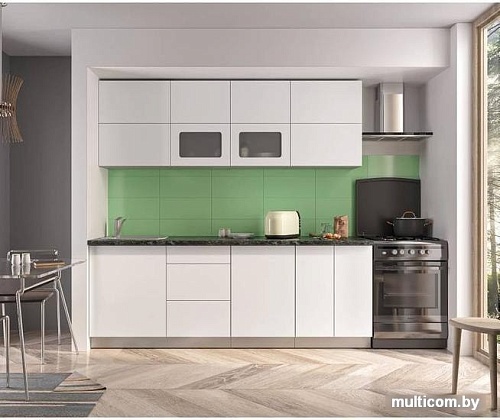 Кухня Интерлиния Мила Матте 2.2 А (белый/белый/кастилло темный)